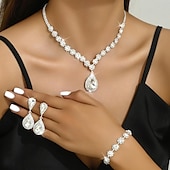 abordables Conjuntos de joyas-Juego de Joyas 4 piezas Brillante Legierung Pendientes Collare Pulseras Mujer Elegante Sencillo Lujo Geométrico Forma Geométrica Conjunto de joyas Para Aniversario Invitado a la boda Ocasión especial