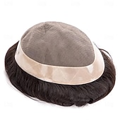 halpa Hiuspalat ja -housut-toupee mono urosperuukki miesten peruukki 100% luonnolliset hiukset kestävä miesten hiusproteesi toupee miehille 6 hiusten korvausjärjestelmä miehille 6x8 7x9 8x10