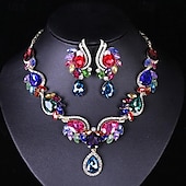 abordables Conjuntos de joyas-Juego de Joyas 3 piezas Vidrio Legierung 1 Collar Pendientes Mujer Elegante Moda Lujo Geométrico Forma Geométrica Conjunto de joyas Para Boda Fiesta Invitado a la boda