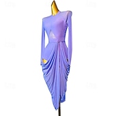 abordables robe de compétition-Danse latine Robe Ceinture en étoffe Femme Fille Utilisation Entraînement manche longue Taille haute Spandex Tulle