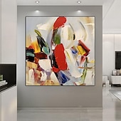 preiswerte Abstrakte Gemälde-Buntes Gemälde auf Leinwand, handgemalt, moderne abstrakte Kunst, Acrylgemälde, handgemalte Wandkunst, abstraktes Messergemälde, übergroße Wandkunst auf Leinwand, große Wandkunstgemälde