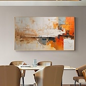 preiswerte Abstrakte Gemälde-Handbemaltes abstraktes orangefarbenes minimalistisches Ölgemälde auf Leinwand, original moderne strukturierte Wandkunst, individuelles, prägnantes Gemälde, großes Wohnzimmer, Heimdekoration, ohne