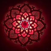 tanie znaki ścienne z drewna-1 szt. lotosowa mandala do jogi lampka nocna do pokoju led wielowarstwowe drewniane kreatywne oświetlenie nastrojowe do salonu sypialnia łazienka dekoracja ścienna w kuchni relaksująca i kojąca