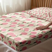 baratos Lençóis e fronhas-feliz dia das mães 100% algodão rosa primavera padrão conjunto de lençóis ultra macios e respiráveis lençóis de seda lençóis de cama com bolso profundo 3 peças queen king size