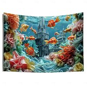 cheap Ocean Beach Tapestry-Undersea Landscape Hanging Tapestry Wall Art Large Tapestry Mural Decor Photograph Backdrop Blanket Curtain Home Bedroom Living Room Decoration