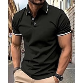 cheap Men&#039;s Classic Polo-Men&#039;s Golf Shirt Golf Polo Work Casual Lapel Short Sleeve Basic Modern Color Block Patchwork Button Spring &amp; Summer Regular Fit Wine Lake Blue Black White Pink Navy Blue Golf Shirt