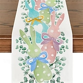cheap Table Runners-Table Runner, Happy Easter Table Runner, Cute Rabbit Bunny Egg Pattern Table Cover, Easter Atmospheric Table Runner, Holiday Desktop Decoration Fabric Table Runner,Easter Decor