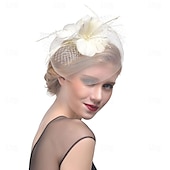 levne Svatební čelenka-Fascinátory Klobouky Doplňky do vlasů Organza 30. léta Cylindr Závojový klobouk Dostih koktejl Elegantní Vinobraní S Peří Mašličky Přílba Pokrývky Hlavy