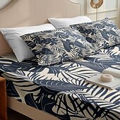 cheap Sheets &amp; Pillowcase-Leaves Spring Pattern Fitted Sheet Set 100% Cotton Ultra Soft Breathable Silky Bed Sheets Deep Pocket Bedding Sheets 3 Piece Queen King Size