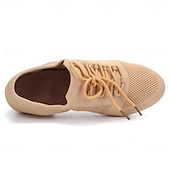 economico Scarpe per danza jazz-scarpe da ballo jazz da donna in maglia glitterata nera con design allacciato e suola in pelle scamosciata - scarpe da ballo leggere e traspiranti per sala da ballo e balli latini