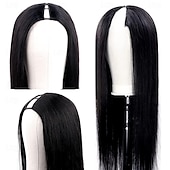 economico Parrucche di capelli veri senza cuffia-parrucche v parte parrucche lisci capelli umani vergini brasiliani per le donne nere aggiornamento parrucche parte u testa piena clip in mezza parrucca parrucche a forma di v senza lasciare fuori