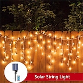 זול מופעל באמצעות אנרגיה סולארית-4m 13ft led סולארי מחרוזת נטיף אורות עמיד למים חתונה קישוט אורות מחרוזת וילון לחדר שינה פטיו חצר גן מסיבת חתונה