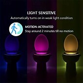 ieftine Lumini de toaletă-Lumină led de detectare a corpului uman noaptea Corpul uman atmosferă suspendată pentru toaletă 8/16 culori Lumină de detectare a toaletei Lumină pentru capacul toaletei