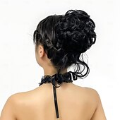 abordables Chignons-chignons cheveux chignon cheveux synthétiques pièce de cheveux extension de cheveux ondulés boucle rebondissante fête quotidien usage quotidien noir naturel # 1b