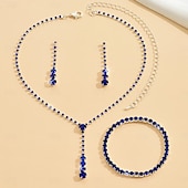 ieftine Seturi de Bijuterii-Seturi de bijuterii 4 buc Ștras Aliaj Cercei Coliere Brățări Pentru femei Elegant Epocă Modă Geometric Geometric Shape Set de bijuterii Pentru Nuntă Aniversare Invitat la nunta