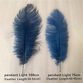 abordables Luces de isla-Lámpara colgante de luz led, hermosa lámpara colgante de ramo de plumas de avestruz blanco extra grande, accesorio de iluminación montado romántico para el dormitorio del restaurante