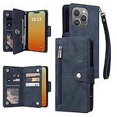 Χαμηλού Κόστους iPhone Θήκες-τηλέφωνο tok Για iPhone 16 iPhone 15 Pro Max iPhone 14 13 12 11 Pro Max Mini SE X XR XS Max 8 7 Plus Θήκη κάρτας πορτοφολιού Φερμουάρ με λουράκι καρπού Σταντ ποδηλάτου Ρετρό TPU PU δέρμα