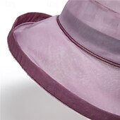 billige Fascinatorer og hatter-Elegant Retro / vintage Rockabilly Bøtte Hatt Fascinator Strå solhatt Helfarge Kostyme Dame Halloween Maskerade Strand Feriereise Fritid / hverdag Voksen Hatt