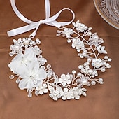 billige Tiaraer og Krone-Crown Tiaras pannebånd Hodeplagg Imitert Perle Strass Bryllup cocktail Luksus Retro Rød Med Imiterte Perler Sløyfer Hodeplagg Hodeplagg