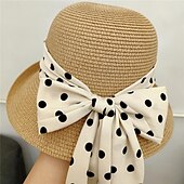 levne Fascinátory a klobouky-Retro 50. léta Rockabilly Slaměný klobouk proti slunci Puntíkované Maškarní kostým Dámské předvečer Všech svatých Plesová maškaráda Dovolená Běžné / Denní Plážové Dospělí Klobouk