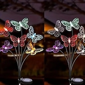 abordables Éclairage paysager-LED solaire papillon lumière pelouse lampe extérieure ip65 étanche 2 modes lumières de jardin cour jardin couloir paysage éclairage décor lumière 1/2 pièces