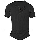 olcso Alkalmi Henley póló-Férfi Henley ing Bordás kötött póló Tee Top Színes Pit Strip Henley Utca Vakáció Rövid ujjú Kollázs Zseb Ruházat Divat Dizájn Alap