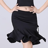 voordelige Latin danskleding-Latijnse dans Ballroomdansen Rokken Buikriem Geplooid Pure Kleur Dames Prestatie Opleiding Hoog Spandex