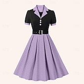 levne Šaty-Retro 50. léta Šaty A-Line šaty Houpací šaty Puntíky Přehnutý Dámské Rande loučení se svobodou nevěsty Dospělé Šaty Šaty pro návrat domů Léto Jaro