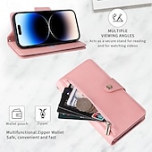 Χαμηλού Κόστους iPhone Θήκες-τηλέφωνο tok Για iPhone 16 iPhone 15 Pro Max iPhone 14 13 12 11 Pro Max Mini SE X XR XS Max 8 7 Plus Θήκη κάρτας πορτοφολιού Φερμουάρ με λουράκι καρπού Σταντ ποδηλάτου Ρετρό TPU PU δέρμα