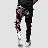 cheap Sweatpants-Dragon Guardian x LU | Men&#039;s Dragon Mythical Creature Dark Style Streetwear Sweatpants