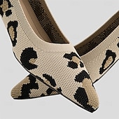 abordables Block Heels-Femme Chaussures à Talons Grandes Tailles Chaussures Flyknit Extérieur Travail du quotidien Léopard Talon hétérotypique Bout pointu Classique Décontractées Confort Marche Tricot Mocassins Léopard