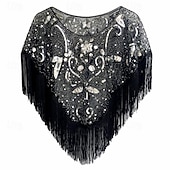 ieftine Șaluri și eșarfe-Retro / vintage Urlați 20 de ani Anii 1920 Costum de petrecere Șaluri Gatsby Charleston Invitat la nuntă Paiete Franjuri Costume de fancy Pentru femei Crăciun Carnaval An Nou Nuntă Invitat la nunta