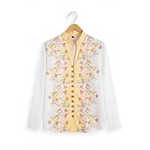 abordables Motif de plantes-Homme Floral Chemise Chemise boutonnée manche longue Décontractées Usage quotidien Sortie Fin de semaine Printemps été Col Mao Imprimer Bouton bas Jaune Rose Claire Bleu Violet