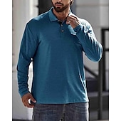 preiswerte Klassisches Poloshirt für Herren-Herren Poloshirt aus Baumwolle Golfhemd Arbeit Casual Kargen Langarm Basic Modern Glatt Taste Tasche Frühling &amp; Herbst Regular Fit Dunkelrot Wein Aprikose Dunkelgrau Wasserblau Schwarz Poloshirt aus