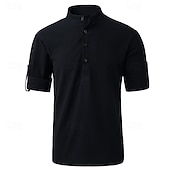 economico Casual da lavoro-Per uomo Camicia camicia di lino Camicia in lino e cotone Camicia in cotone bianco Camicia con colletto cinese Camicia con colletto alla coreana Liscio Da mare Strada Nero Bianco Blu marino Blu