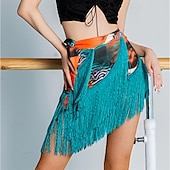 cheap Latin Dancewear-Latin Dance Ballroom Dance Skirts Leopard Print Printing Tassel Women&#039;s Performance Training High Spandex