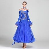 abordables Tenues de danse de salon-Danse de Salon Robe Strass Tulle Femme Utilisation manche longue Polyester