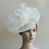billige Bryllupshodeplagg-fascinators Hatter Hodeplagg organza Fedora Solhatt Topplue Hesteløp cocktail Elegant Årgang Med Fjær Sløyfer Hodeplagg Hodeplagg