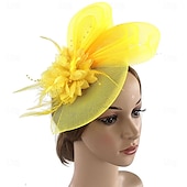 levne Svatební čelenka-Fascinátory Klobouky Doplňky do vlasů Organza 30. léta Cylindr Závojový klobouk Dostih koktejl Elegantní Luxus S Peří Mašličky Přílba Pokrývky Hlavy