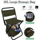 cheap Picnic &amp; Camping Accessories-Portable Foldable Camping Chair with Cooler Bag, Lightweight Backrest Stool Compact Folding Chair Seat, Outdoor Backrest Stool with Folding Backpack for Camping Hunting Fishing Hiking