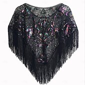 ieftine Șaluri și eșarfe-Retro / vintage Urlați 20 de ani Anii 1920 Costum de petrecere Șaluri Gatsby Charleston Invitat la nuntă Paiete Franjuri Costume de fancy Pentru femei Crăciun Carnaval An Nou Nuntă Invitat la nunta