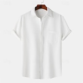 economico camicia da uomo con bottoni-Per uomo Camicia Camicia Estiva Camicia casual Camicia da Spiaggia Camicia con Bottoni Bianco Verde chiaro Blu marino Blu Viola Manica Corta Semplice Bavero Vacanza Camicia hawaiana Tasca