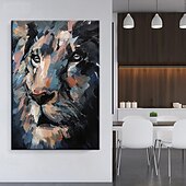 preiswerte Tiergemälde-Großes Löwen-Ölgemälde auf Leinwand, handgemaltes Tiger-Abstraktes Tier-Leinwandgemälde, Wandkunst, modernes impressionistisches Löwen-Kunstwerk, Bild für Wohnzimmer, Schlafzimmer, Wand,