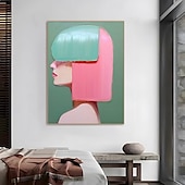 voordelige Schilderijen van mensen-handgeschilderde abstracte mode meisje canvas schilderij abstracte pattyle meisje schilderij voor woonkamer olieverf moderne muur kunst grote abstracte minimalistische bohemien portret schilderij muur