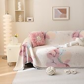 お買い得  ソファブランケット-ソファとベッド用のスローブランケット、柔らかく居心地の良いソファカバー、タッセル付きシェニールブランケット、装飾ブランケットとスロー、家具保護用の花柄の先染めブランケット。