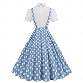 levne Šaty-Retro 50. léta Polední Šaty A-Line šaty Houpací šaty Puntíky Květinový Ovoce A-Linie Dámské předvečer Všech svatých Plesová maškaráda Svatební host Čajový dýchánek Běžné / Denní Dospělé Šaty Šaty pro