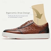 abordables Baskets en cuir haut de gamme-Homme Basket Baskets habillées Cuir Cuir de vachette pleine fleur italien Antidérapantes Lacet Noir Marron