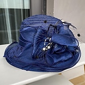 levne Fascinátory-Fascinátory Klobouky Doplňky do vlasů Polyester Kbelík Se širší krempou Slamák Ležérní Dovolená Elegantní Vinobraní S Peří Umělé perly Přílba Pokrývky Hlavy
