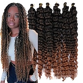 levne Clip in Extensions-latinskoamerické háčkované vlasy 14 palců 18 palců 22 palců 6ks / balení havajská kudrna hluboké vlnění háčkované vlasy ocean wave syntetické vlasy cop háčkování prodlužování vlasů