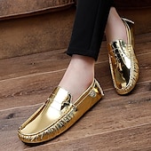 preiswerte Herrenpantoletten &amp; -slipper-Herren Loafer &amp; Slip On Mokkasin Penny Loafers Loafer fahren Wanderschuhe Geschäftlich Brautkleider schlicht Britischer Gentleman PU Rutschfest Halbschuhe Schwarz Weiß Gelb Herbst